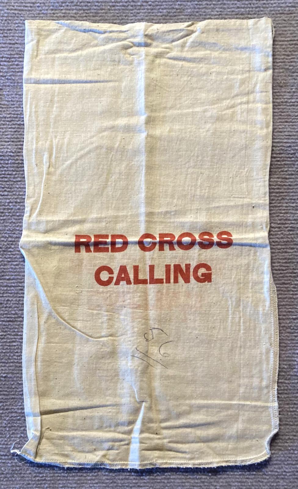 Front of Australian Red Cross Society fabric collection bag