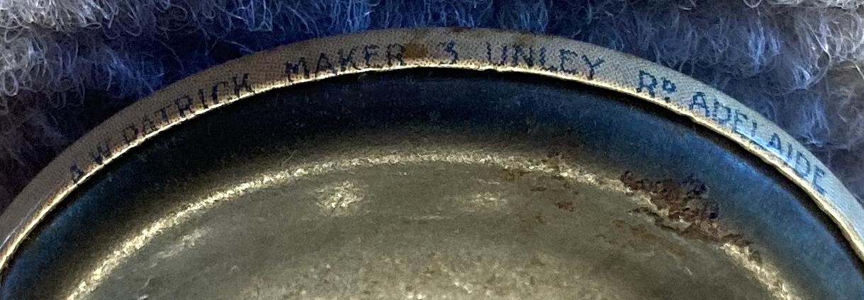 View of rim showing maker's details