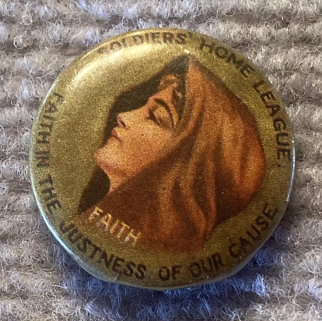 Other angled view of Soldiers' Home League fundraising badge/button - Faith