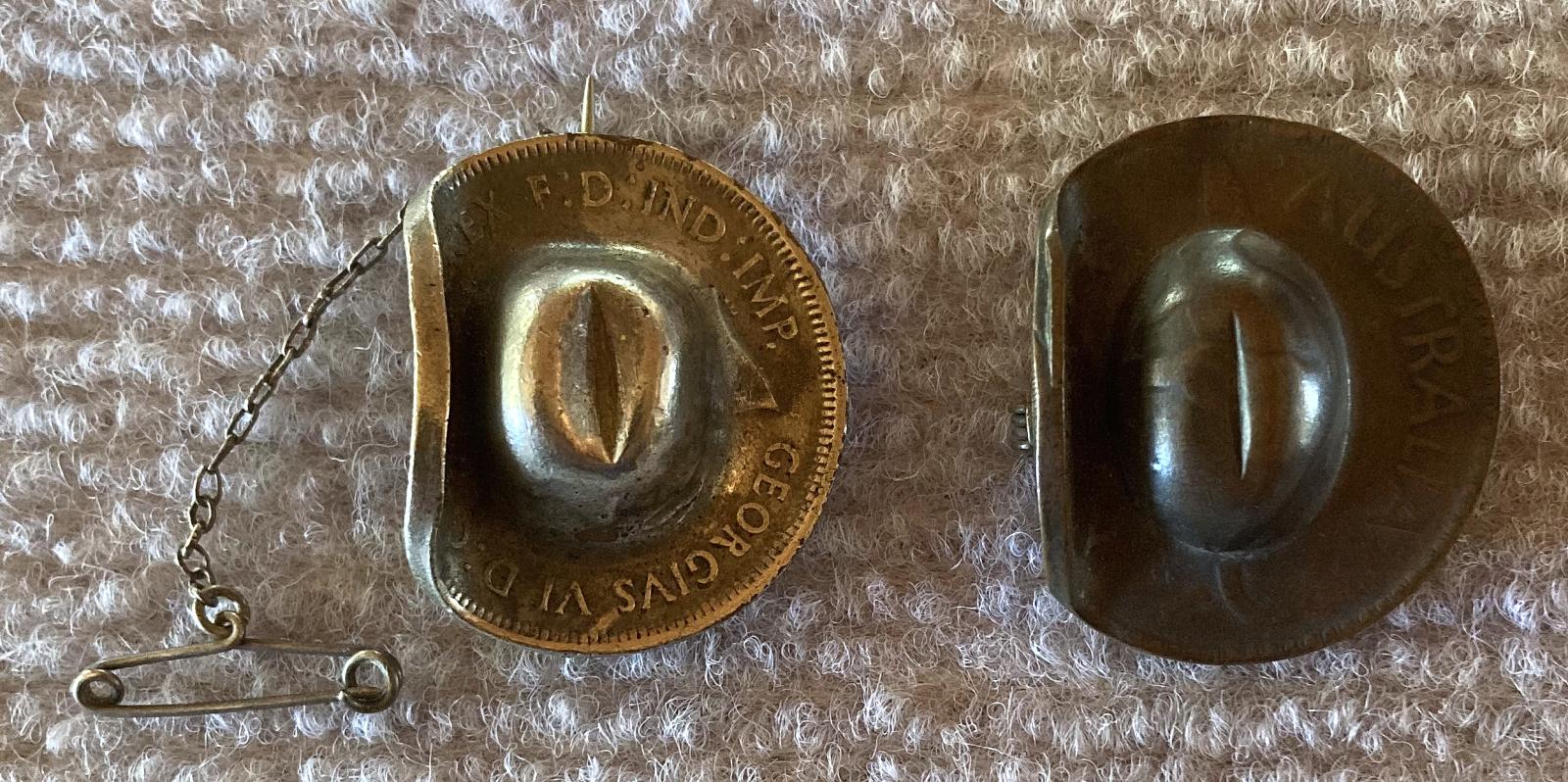 Both Australian penny slouch hat sweetheart brooches