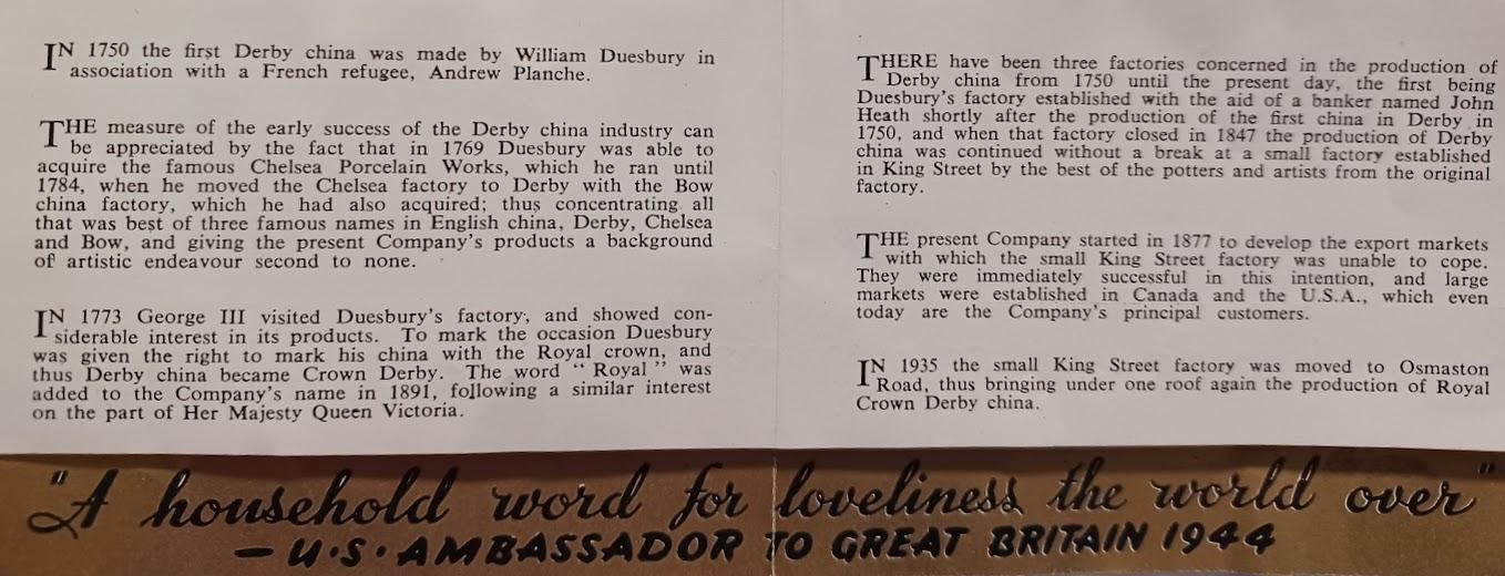 Royal Crown Derby China leaflet pge3