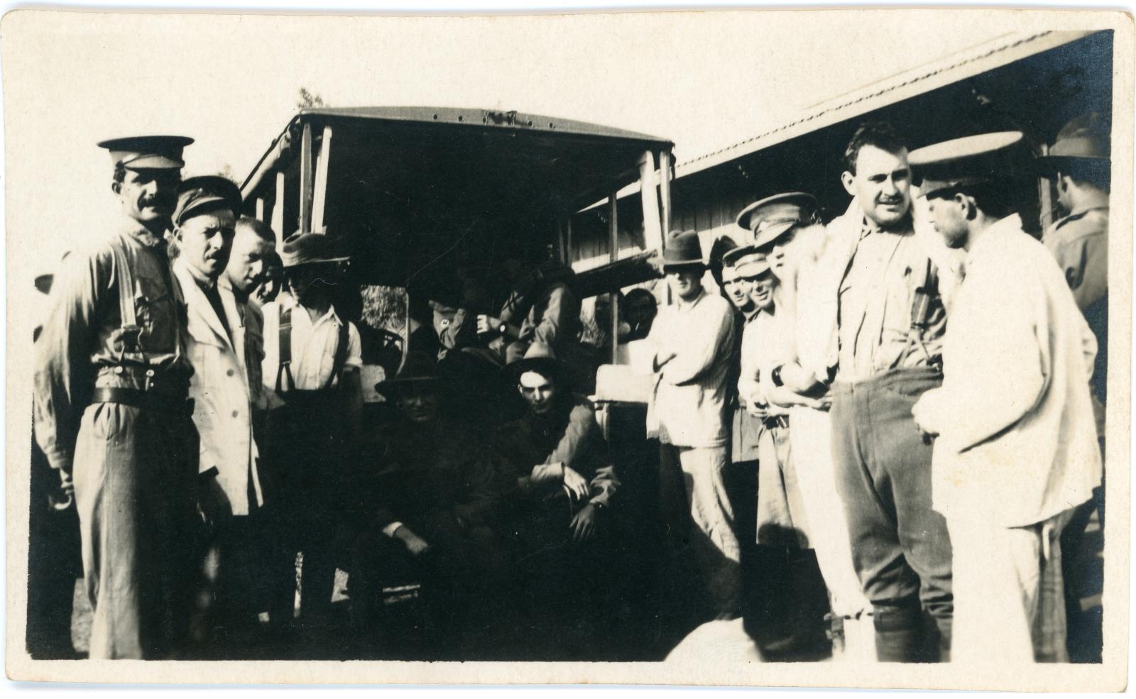 Group of Australian convalescing soldiers awaiting transport back to Australia.
