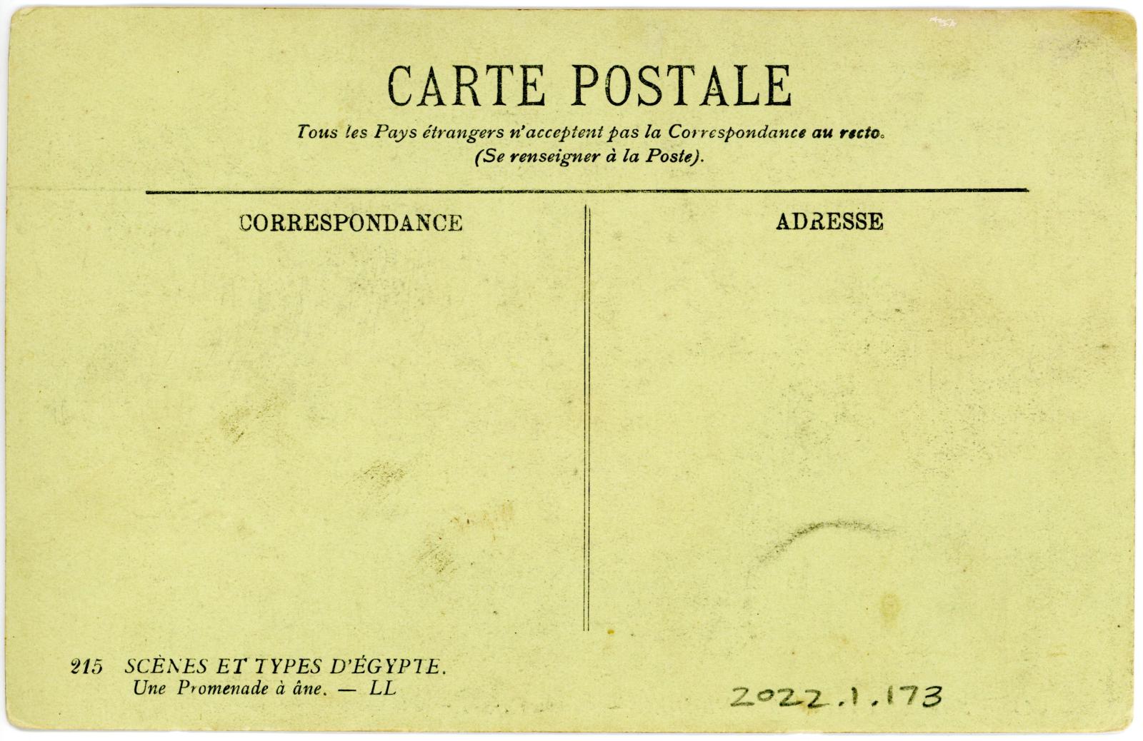 Rear View of Postcard