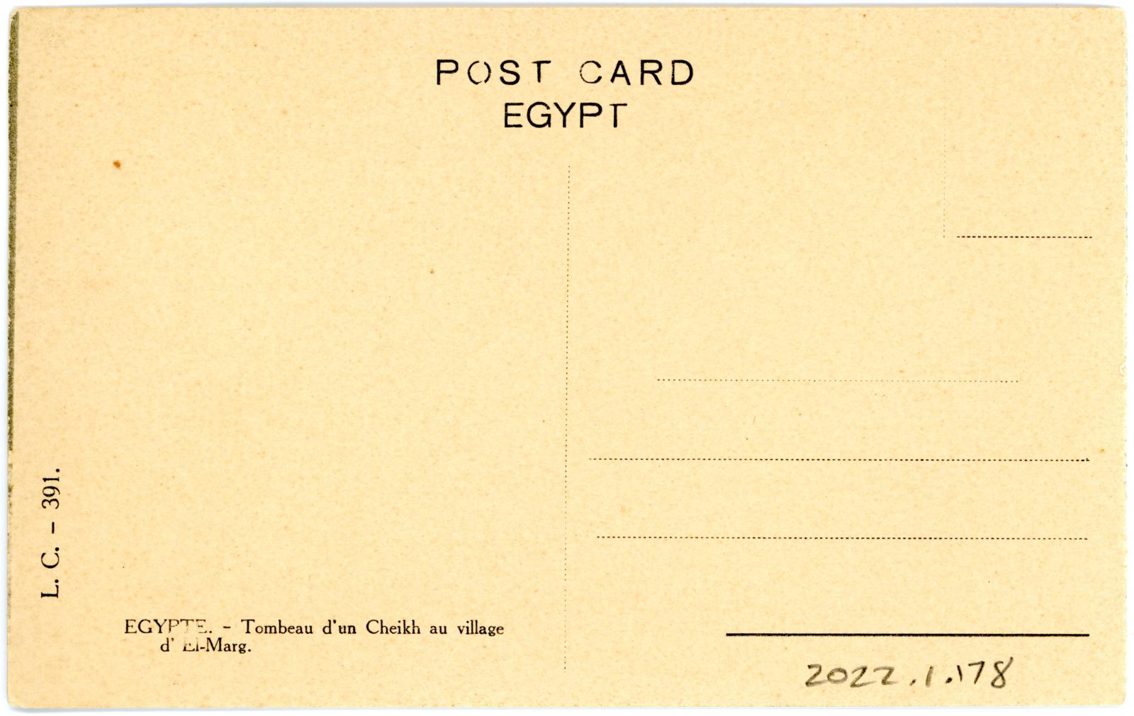 Rear View of Postcard