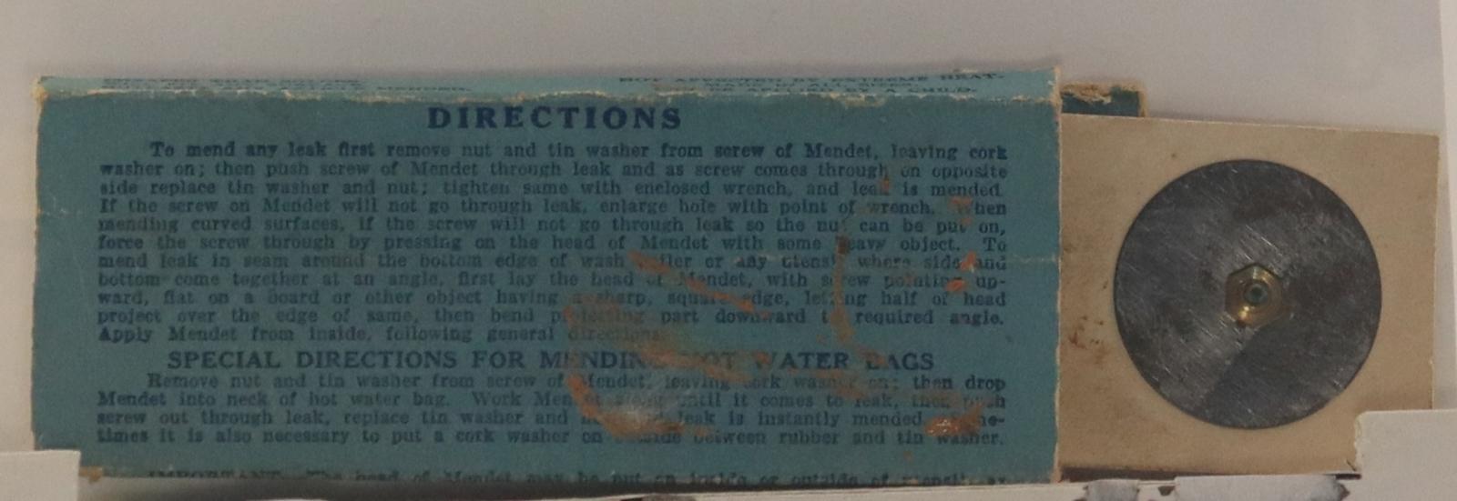 Back of Mendets Box