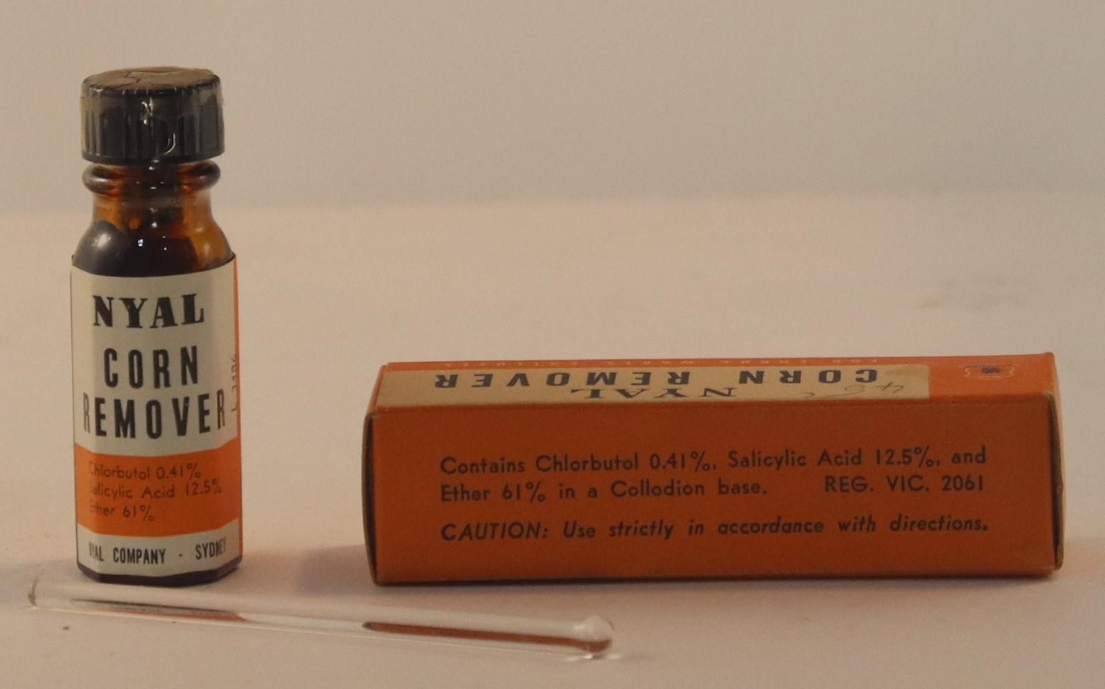 Back view of Nyal Corn Remover Bottle and Box
