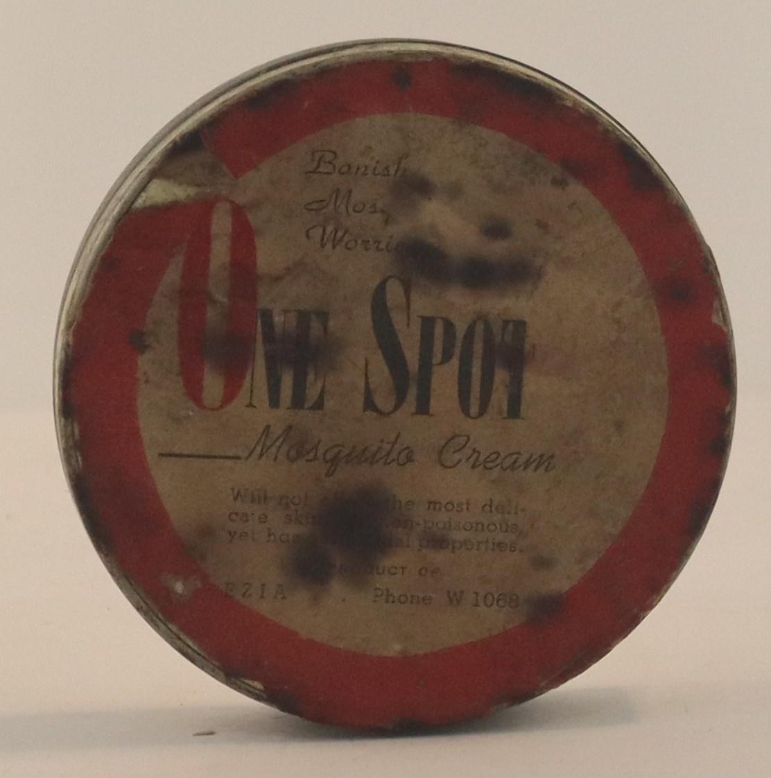 Top view of One Spot Mosquito Cream tin