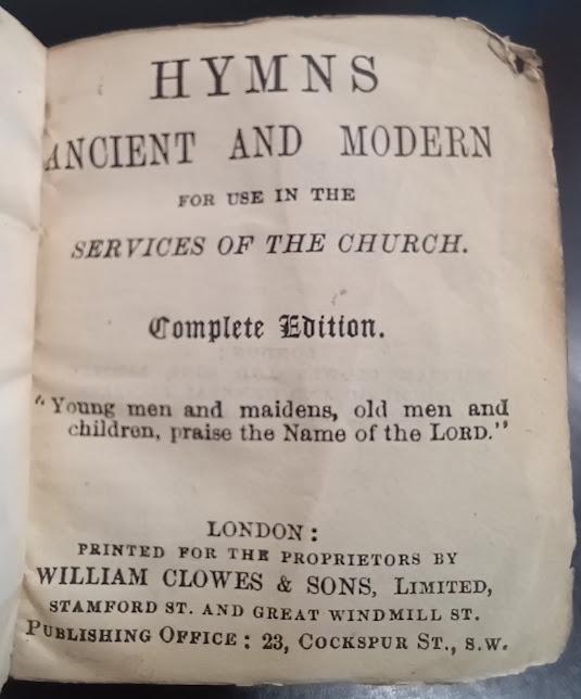 Miniature Hymn A&M Book - inside cover