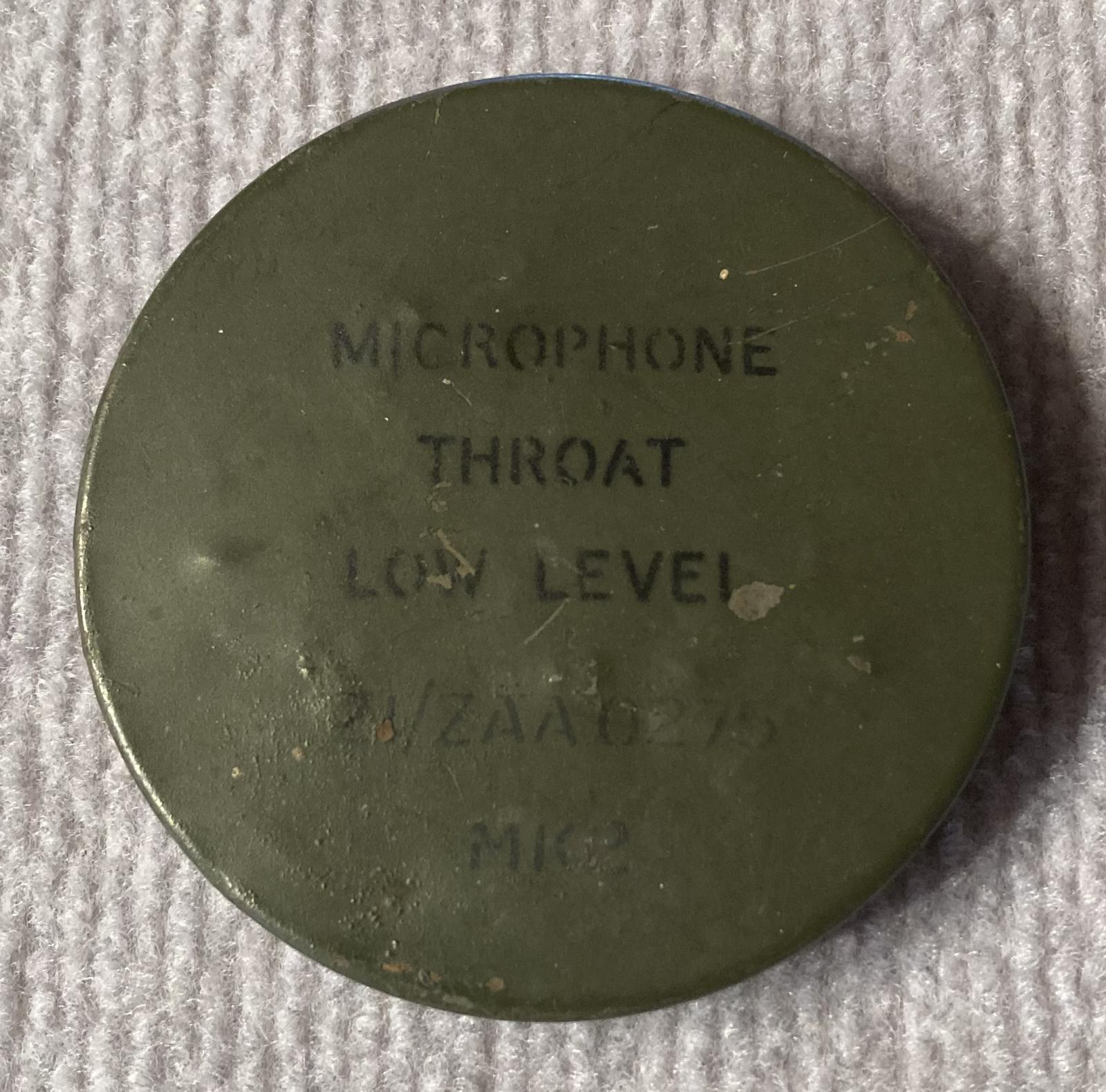 WWII era Air Force throat microphone lid of tin