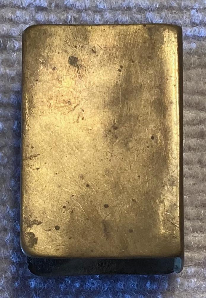 Back of WWII metal matchbox cover -  Sapper Thomas Walter Fyfe