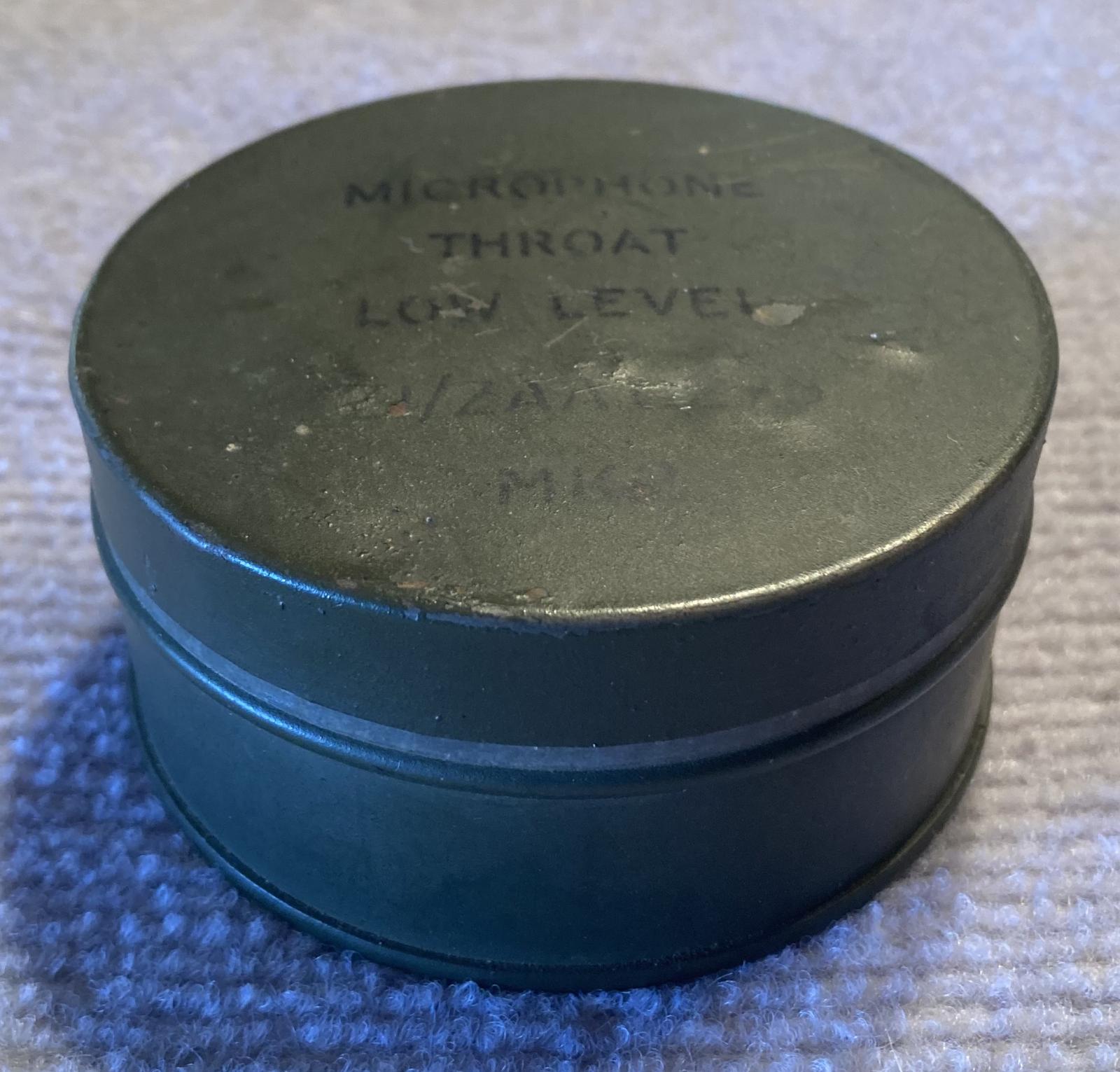 WWII era Air Force throat microphone tin