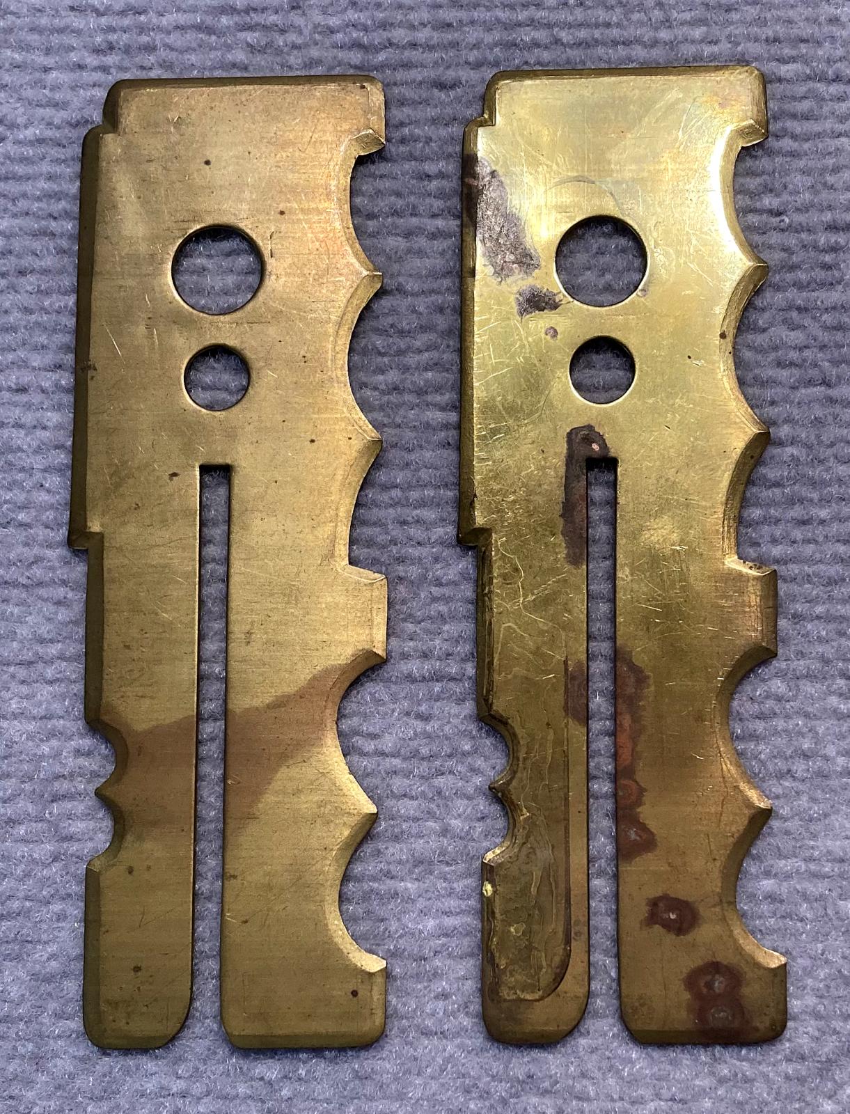 Front of WWI brass button sticks - type 1