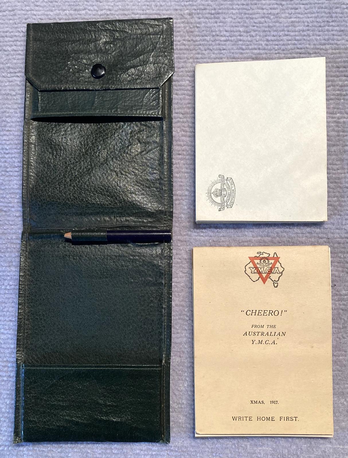 Inside of Y.M.C.A. soldier's gift wallet and separate contents