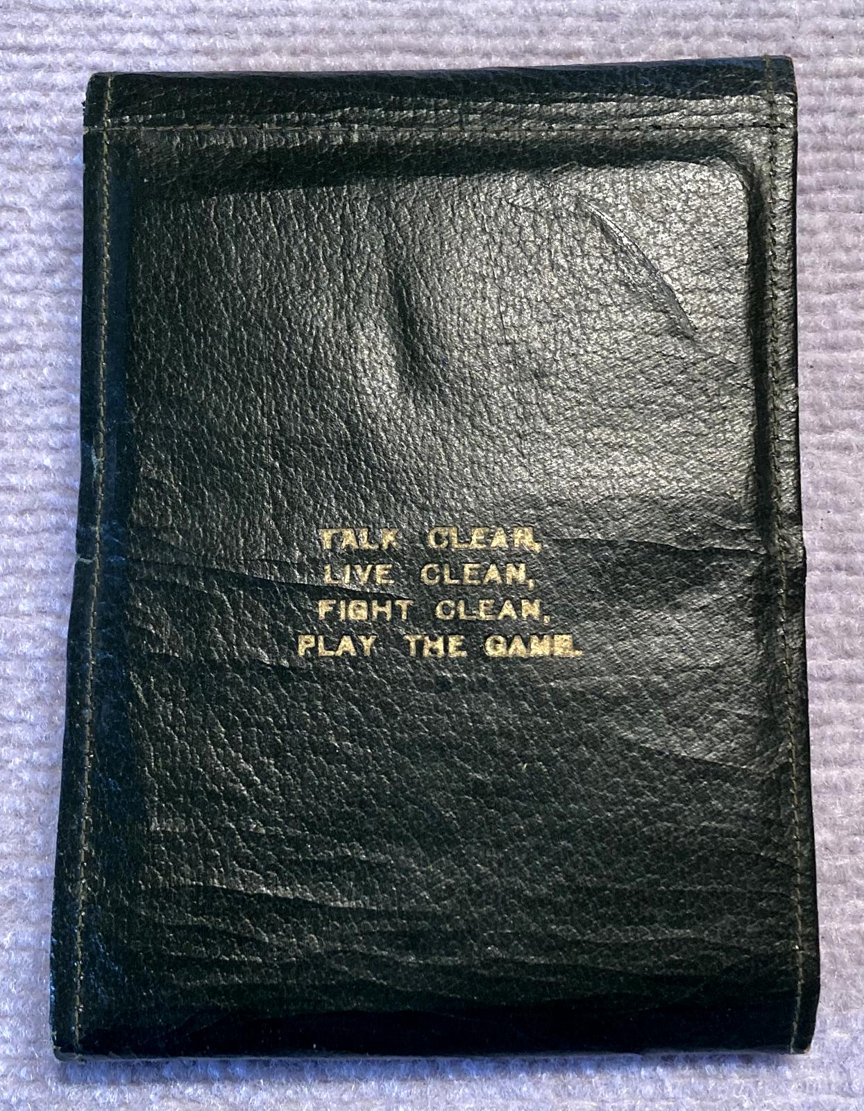 Back cover of Y.M.C.A. soldier's gift wallet with writing set
