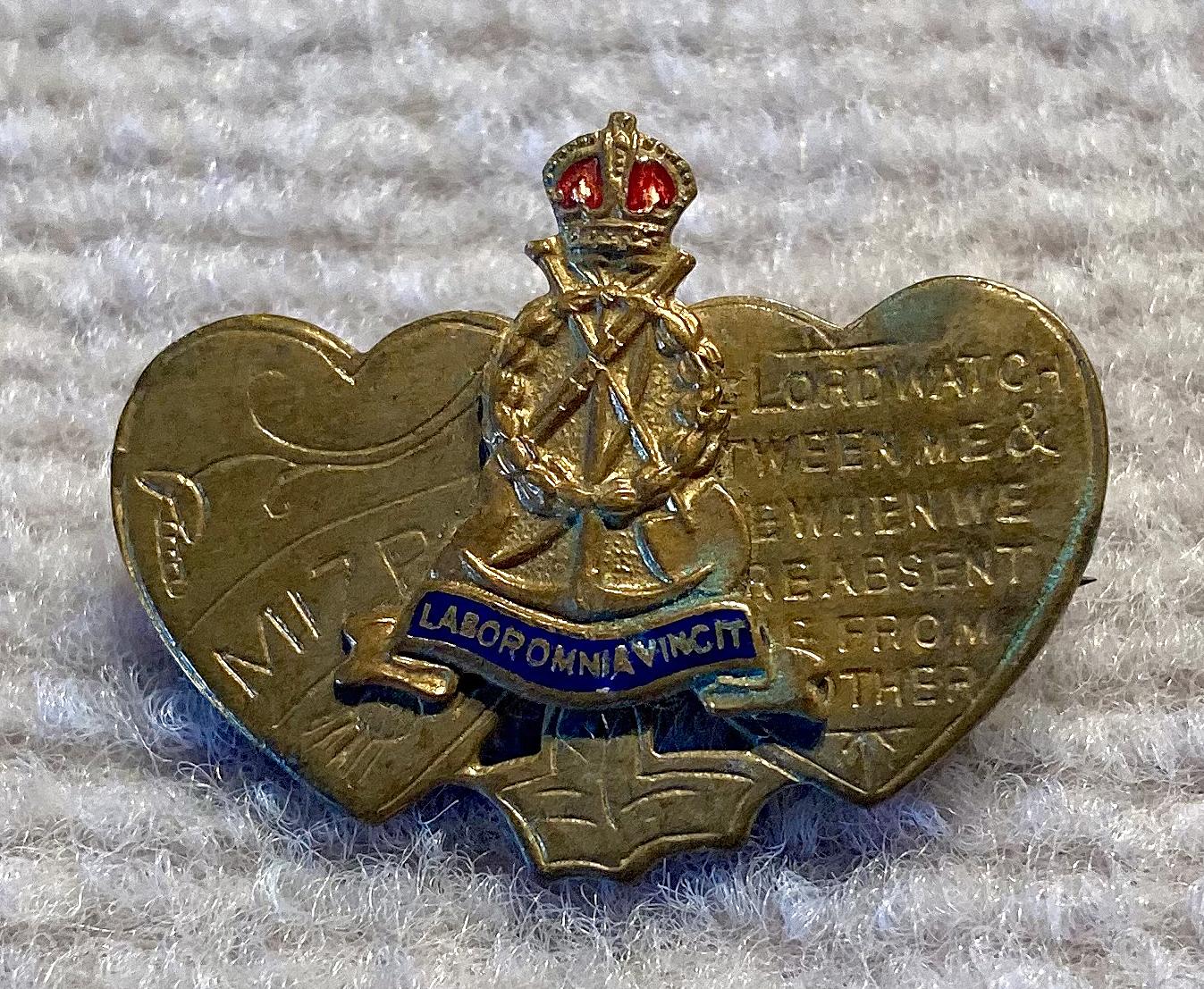 WWI era Labour Corps Mizpah sweetheart brooch