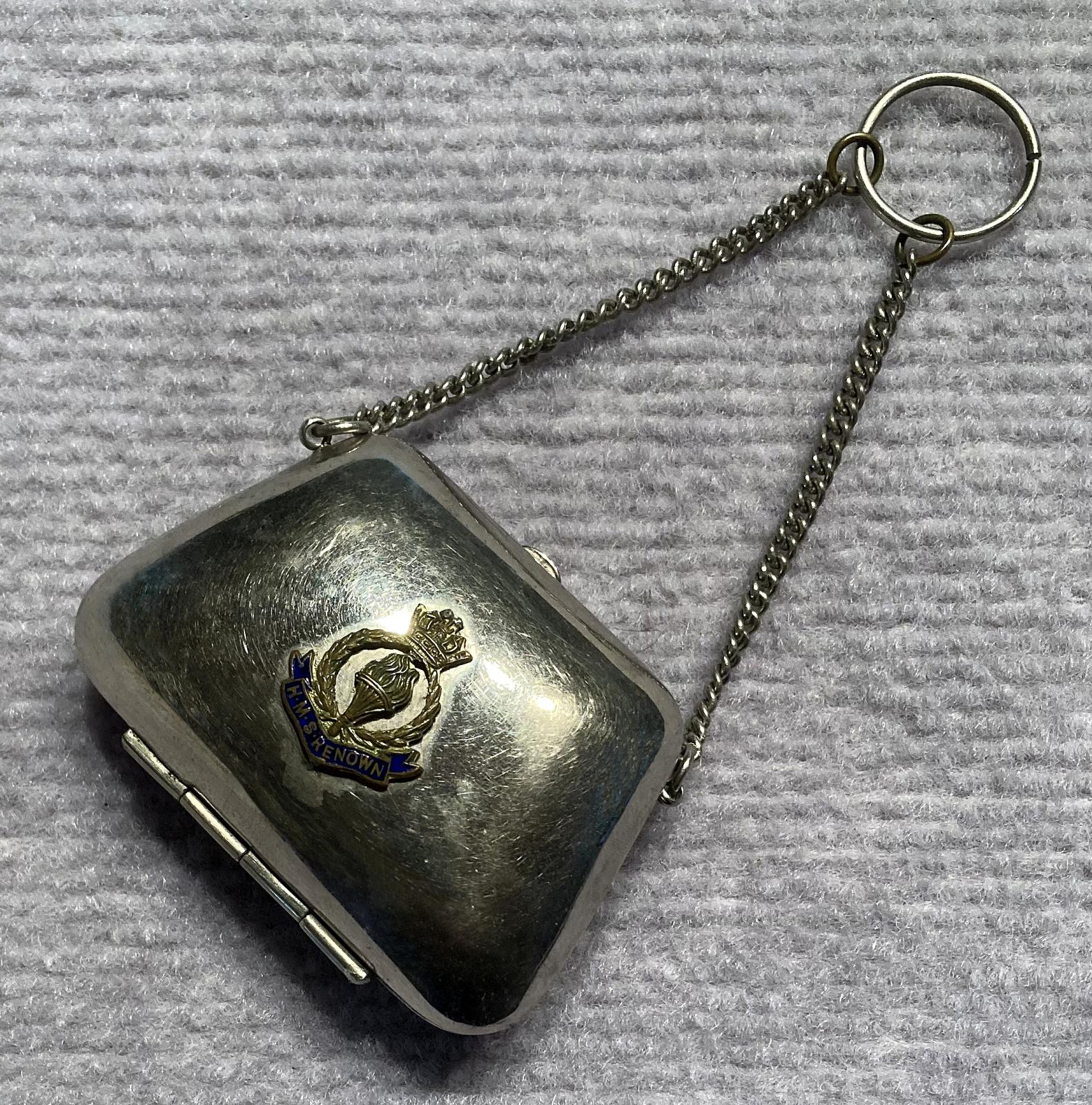 Other angled view of souvenir metal ladies dance purse or chatelaine 