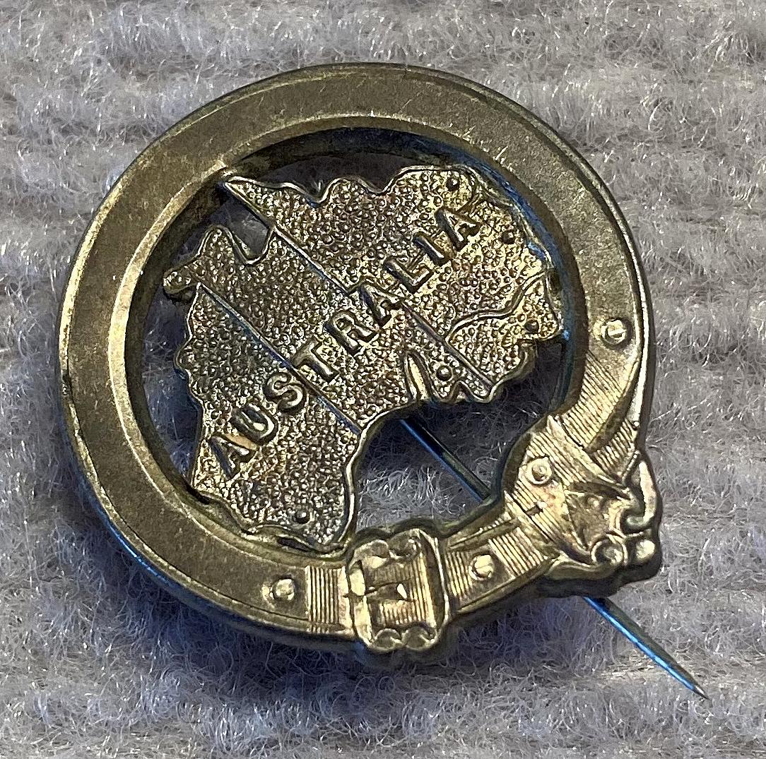 Angled view of Australian Federation-era hallmarked silver brooch