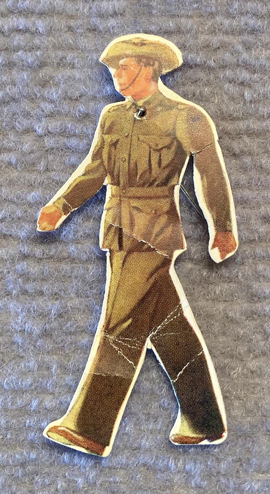 Toc H Hostels Overseas Fund paper fundraising pin - Australian soldier
