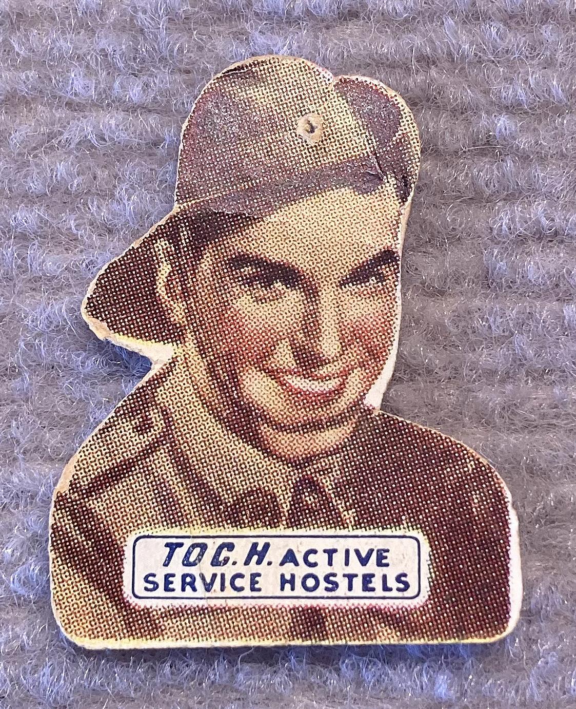 Toc H Active Service Hostels paper fundraising pin - Australian soldier