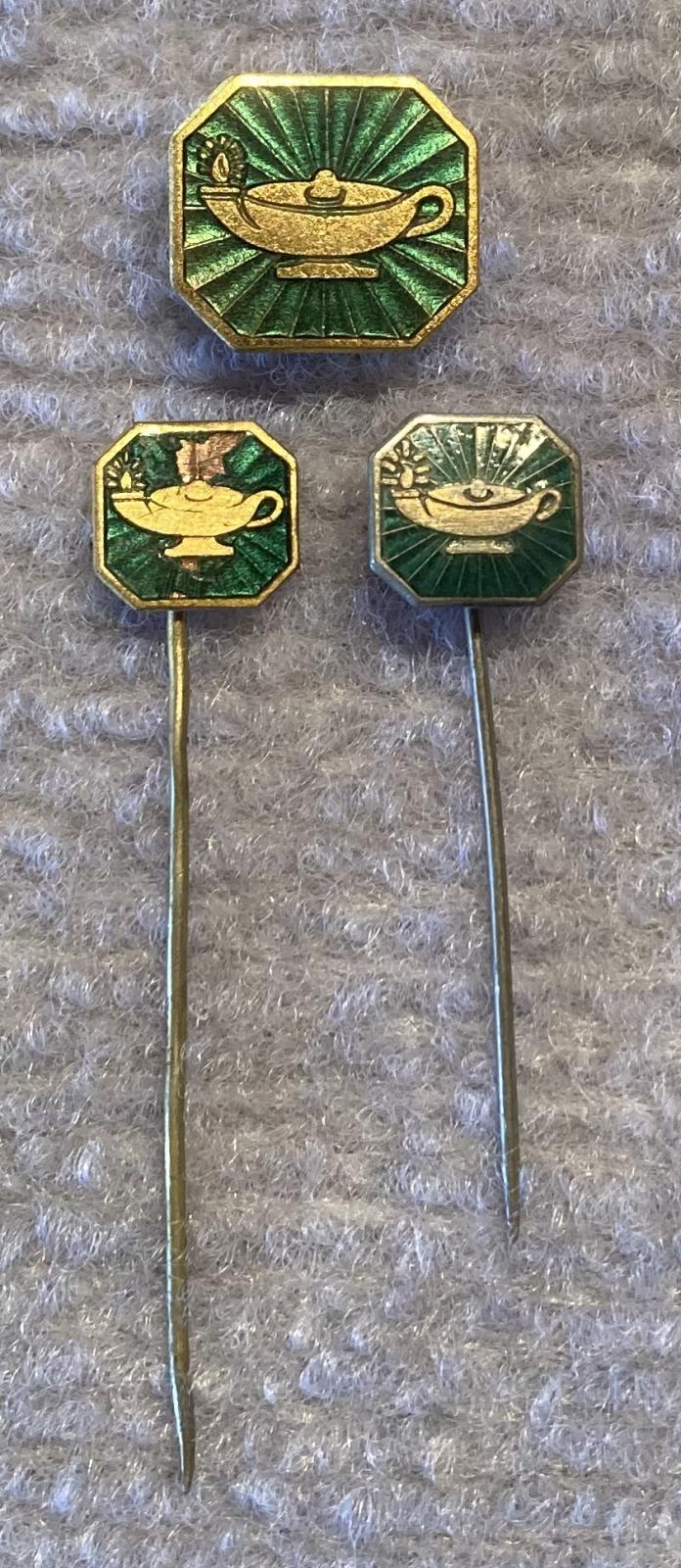 Group of Scripture Union gold tone metal and enamel membership pins and brooch