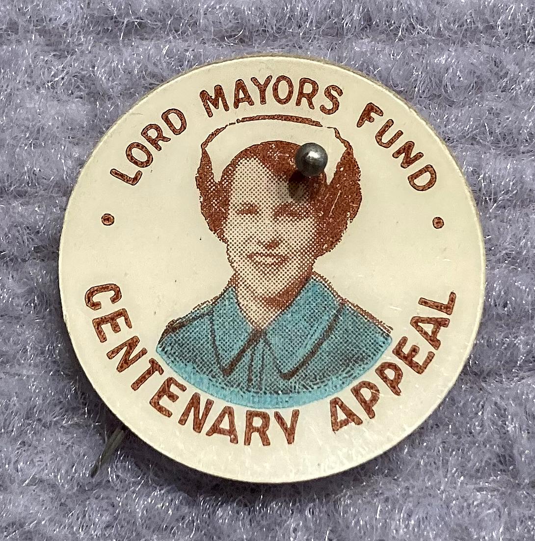 'Lord Mayors Fund Centenary Appeal' celluloid fundraising pin