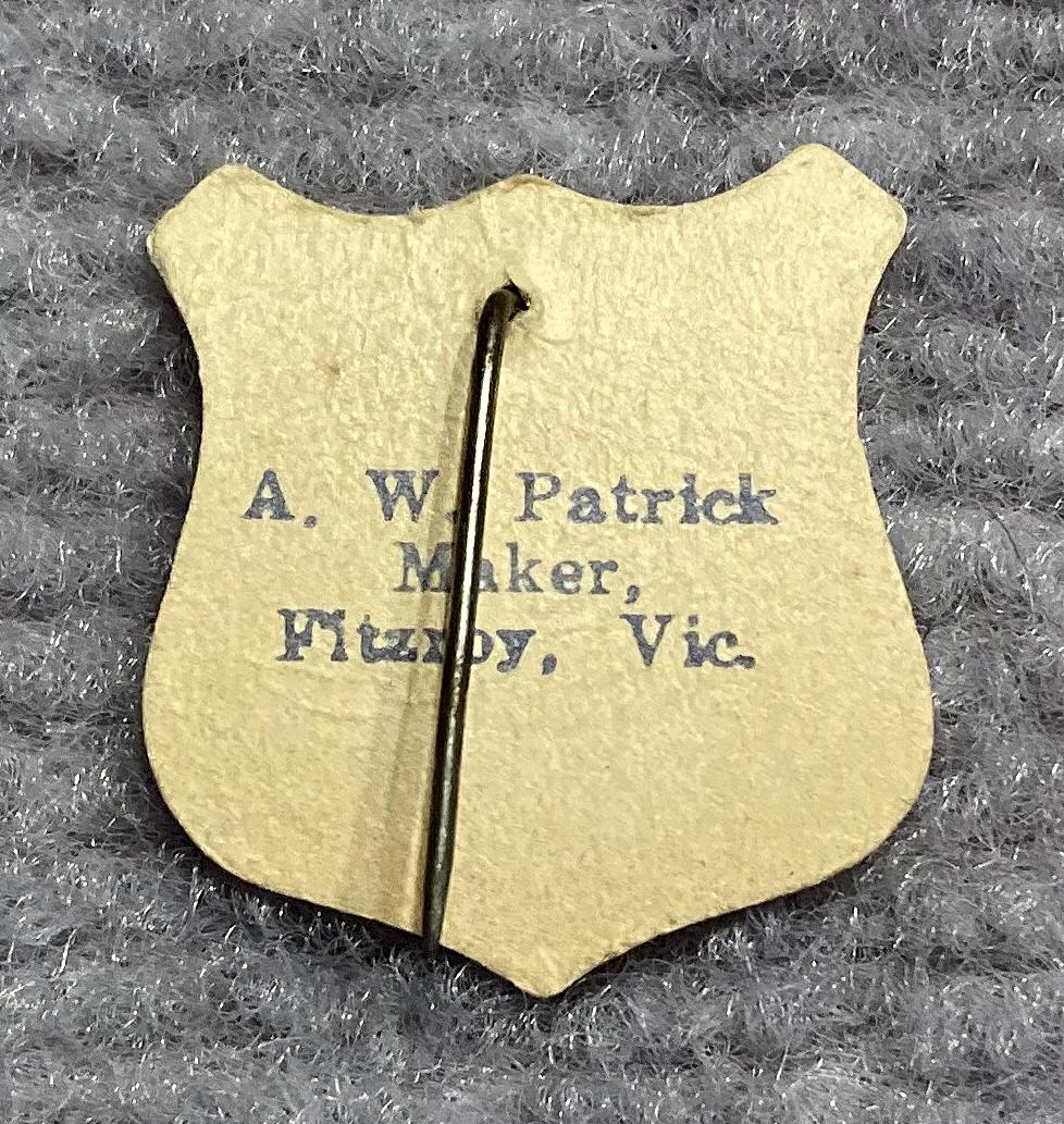 Reverse of 'Lord Mayors Appeal for Partially Blinded Soldiers and Travellers Aid Society 1943' celluloid fundraising pin 