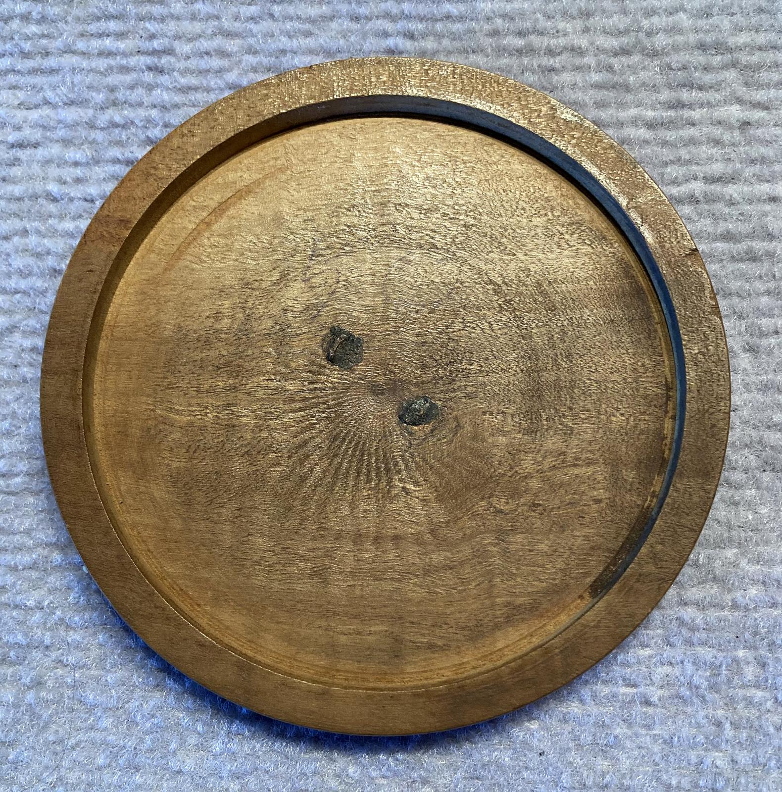 Trench art timber roulette wheel with Rising Sun badge - underside of lid