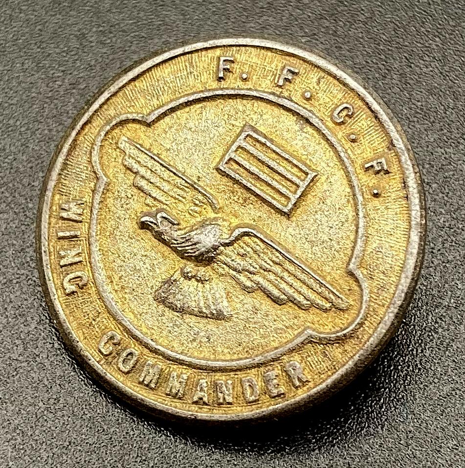 Other angled view of WWII era fundraising badge - Fighting Forces Comforts Fund