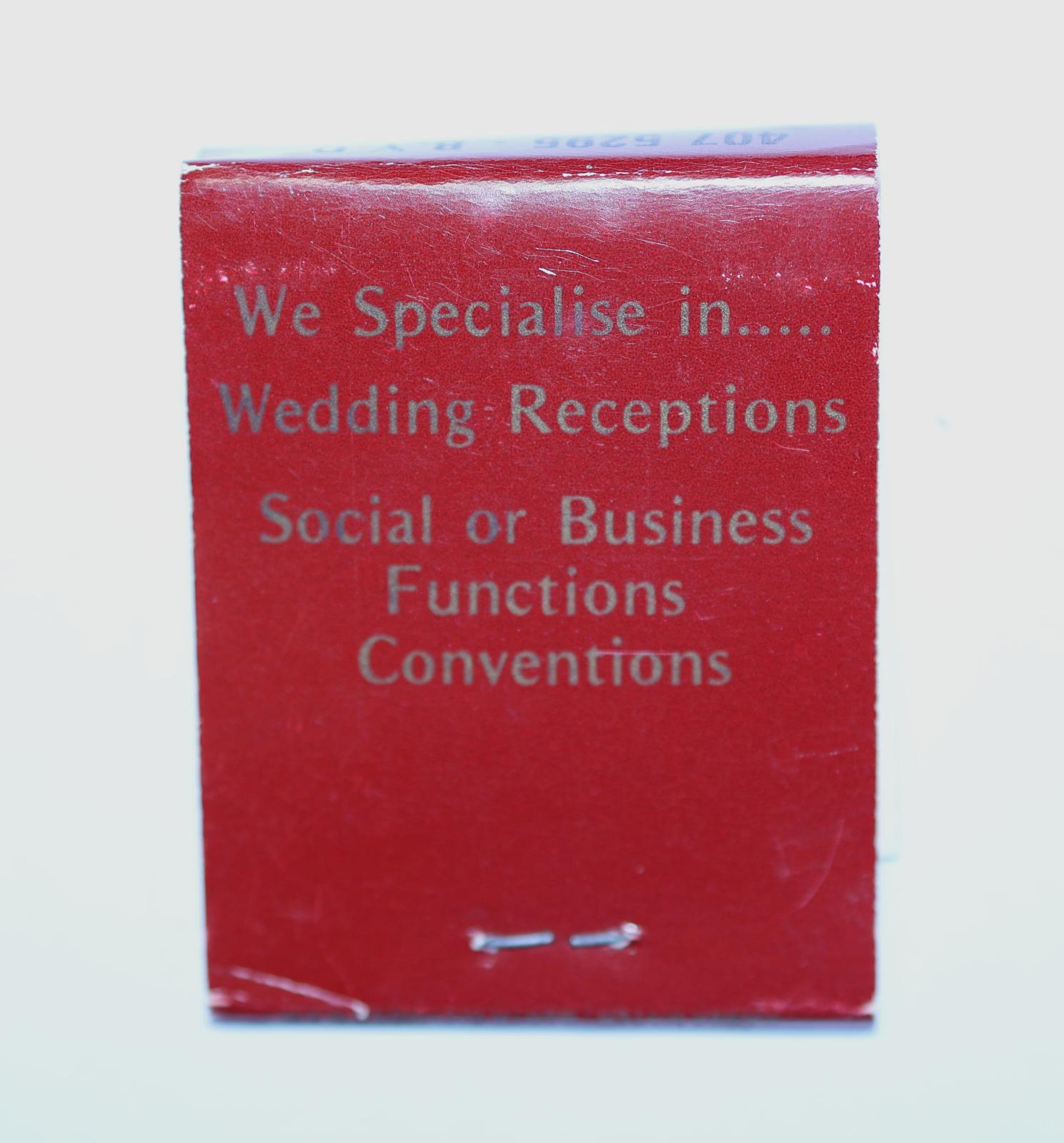The front and back of the matchbook has text. 