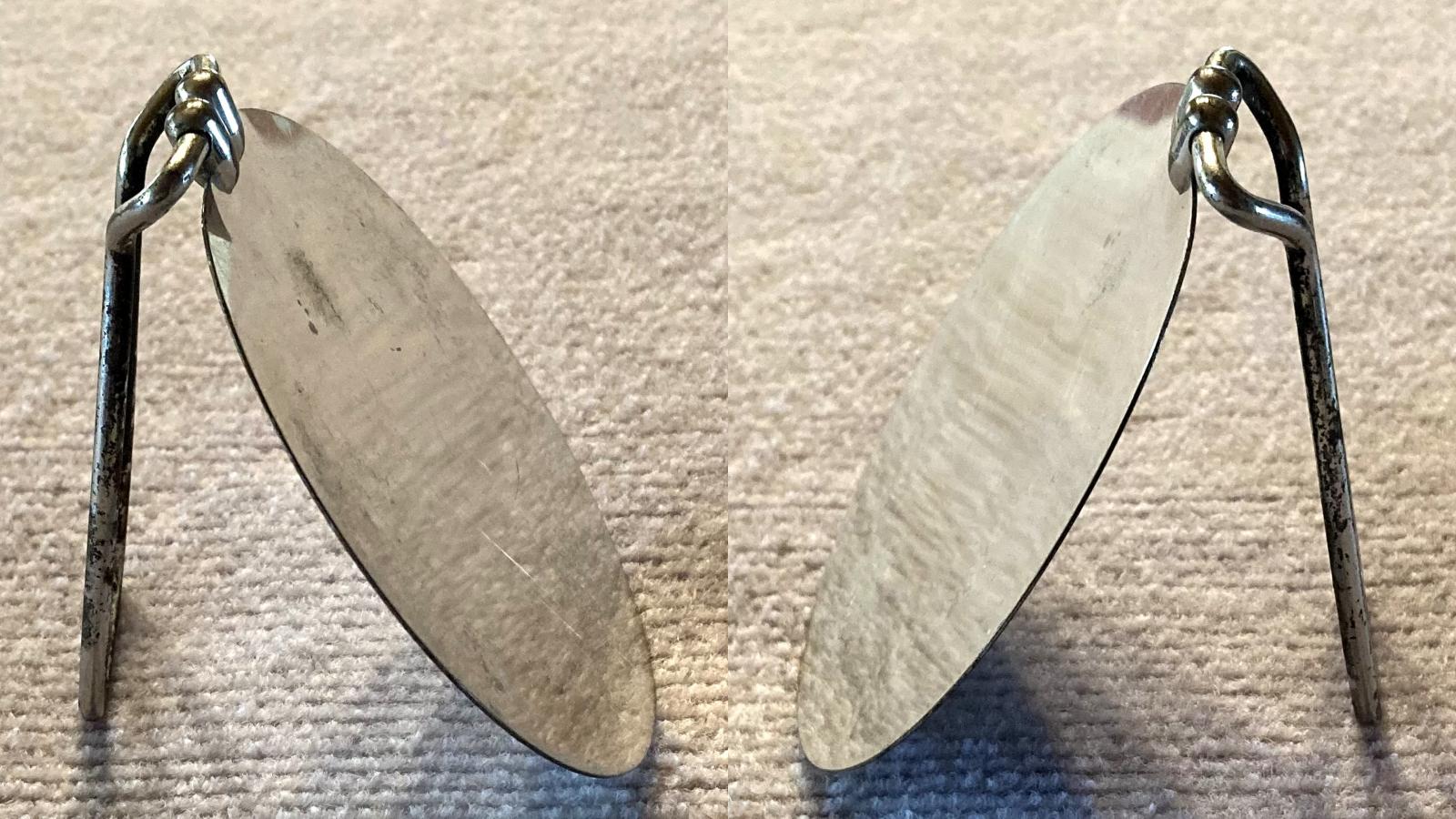 Collage showing side views of WWI shaving mirror 