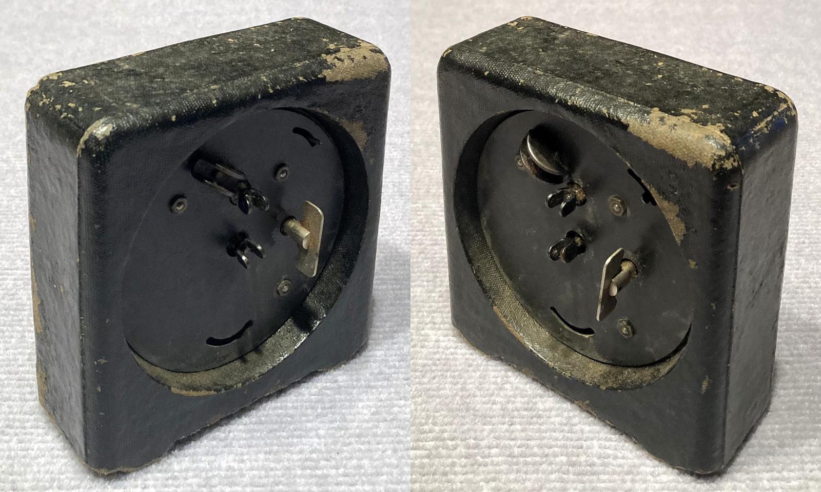 Angled view of back of War Alarm clock 