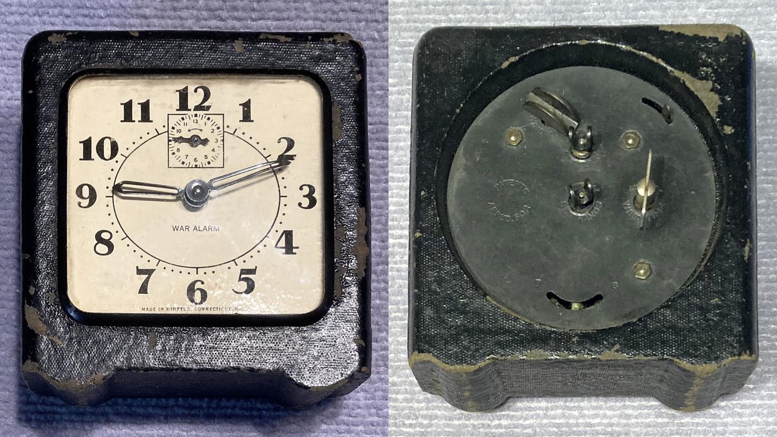 WWII era War Alarm clock - front and back from above