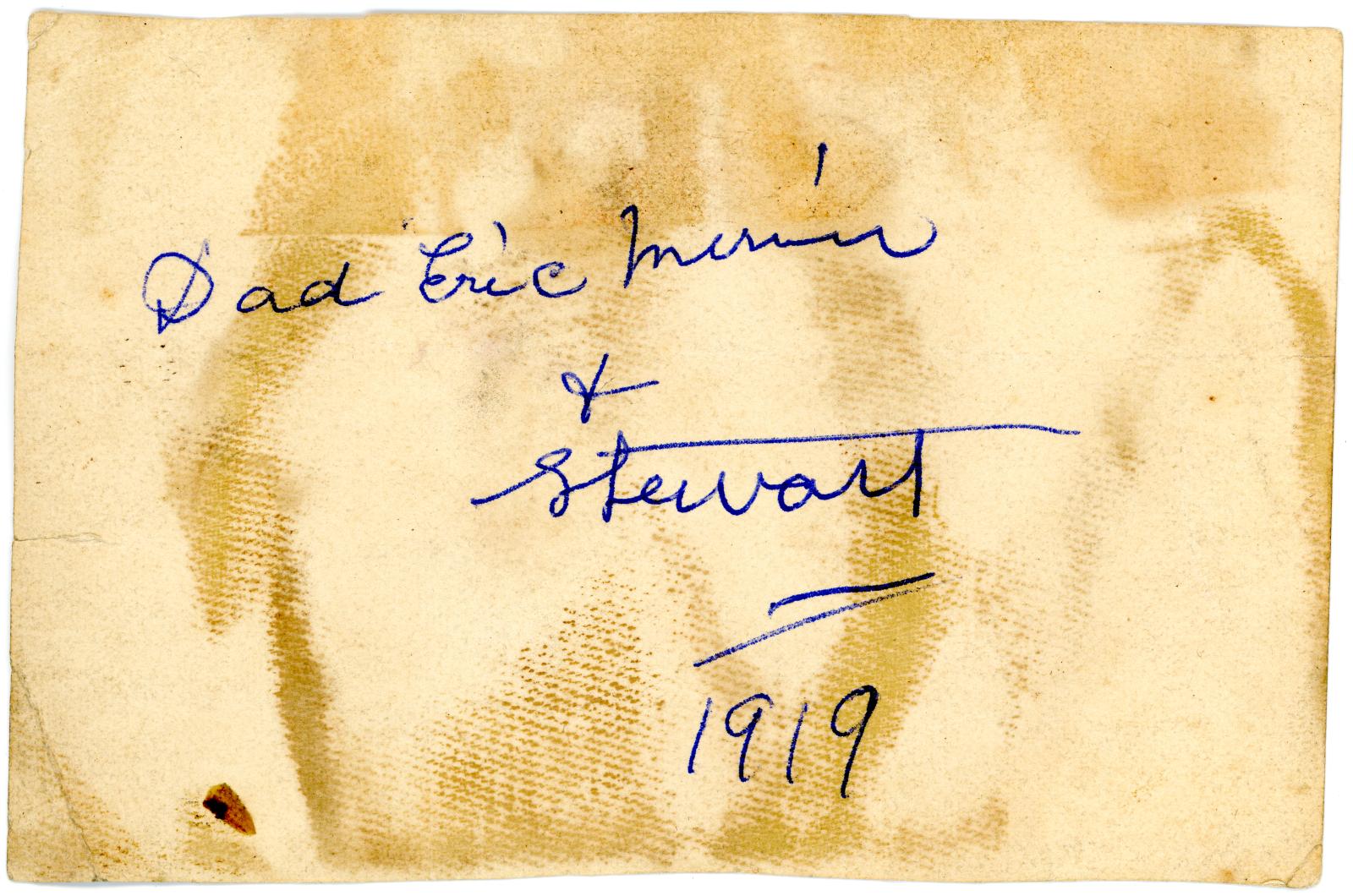 Rear view showing inscription.