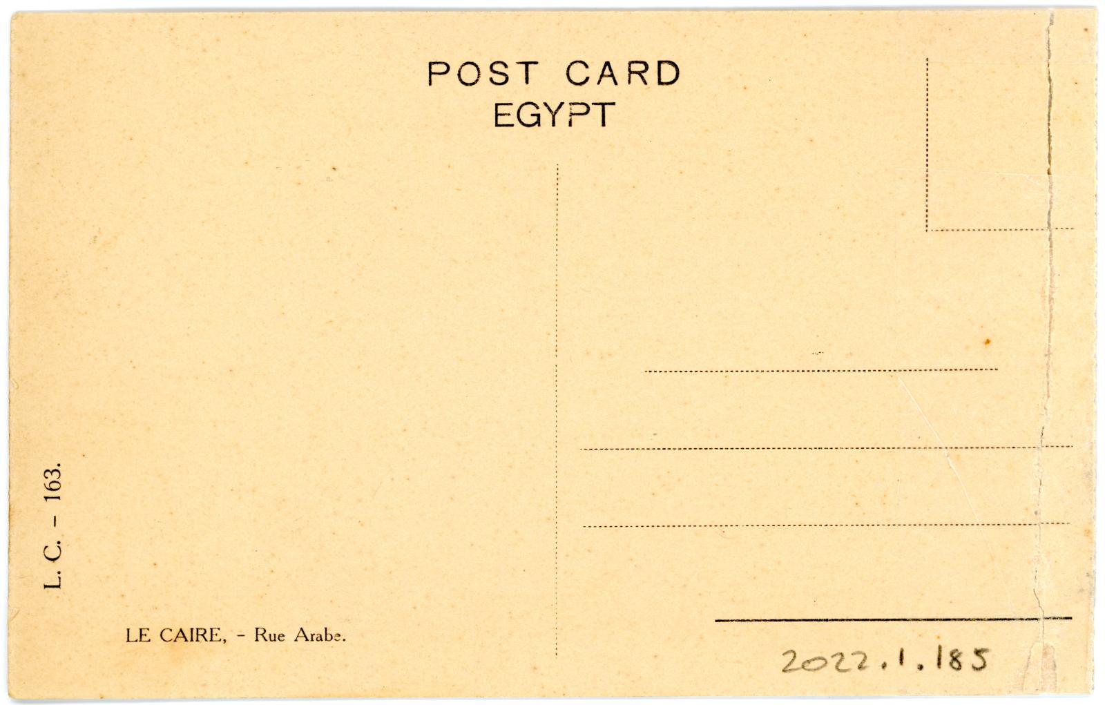 Rear View of Postcard
