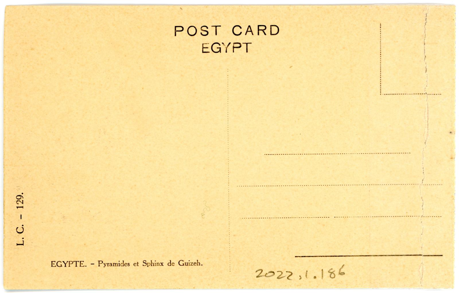 Rear View of Postcard