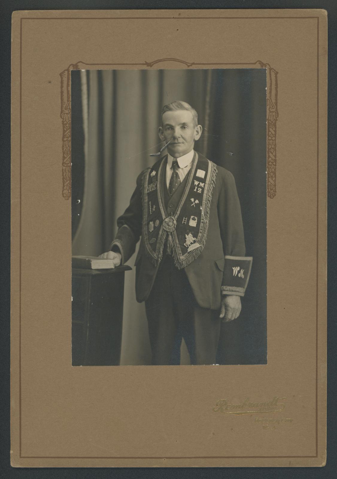 Black and White Photograph of Charles William FIEDLER in Freemason Attire