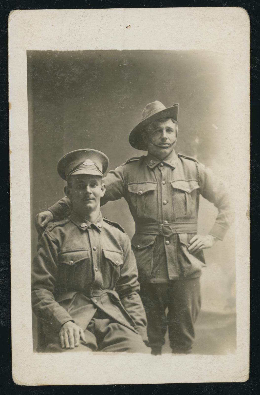First World War Photographic Postcard of Pte Harold FIEDLER, 3326 and Pte James LEWIS