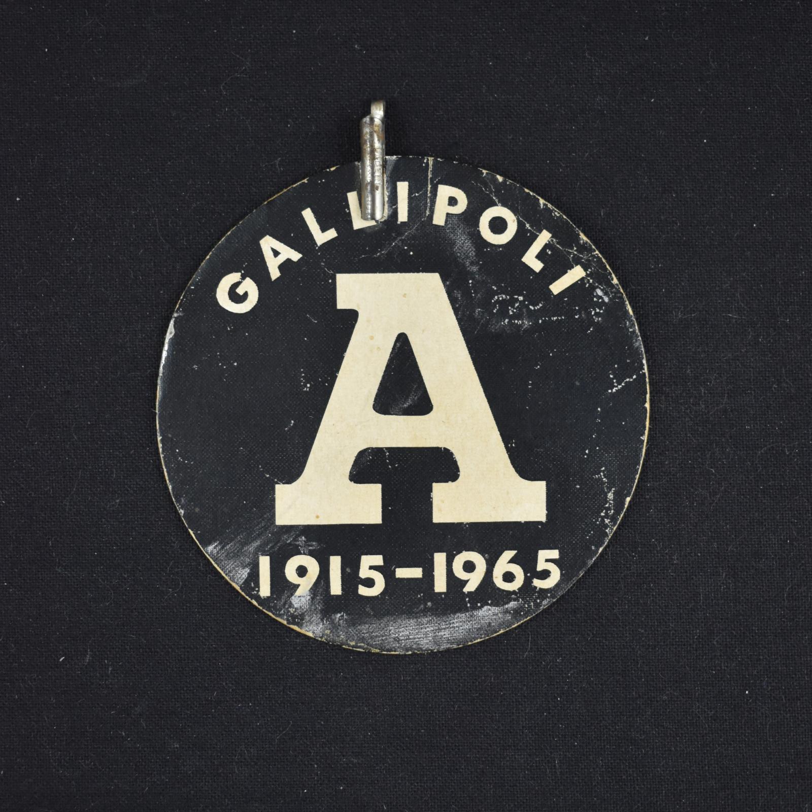 Gallipoli 50th Anniversary Cardboard Lapel Badge as worn by Charles William FIEDLER