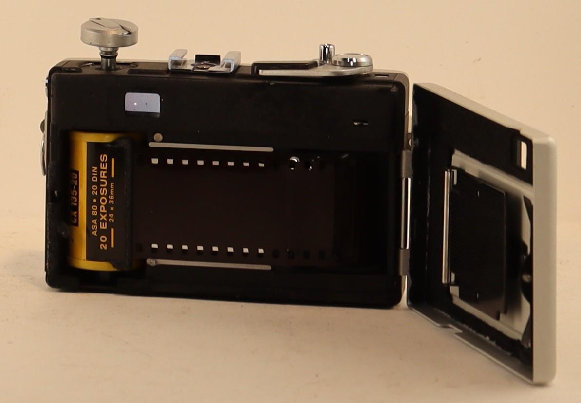View of open Hanimex Compact R Camera  
