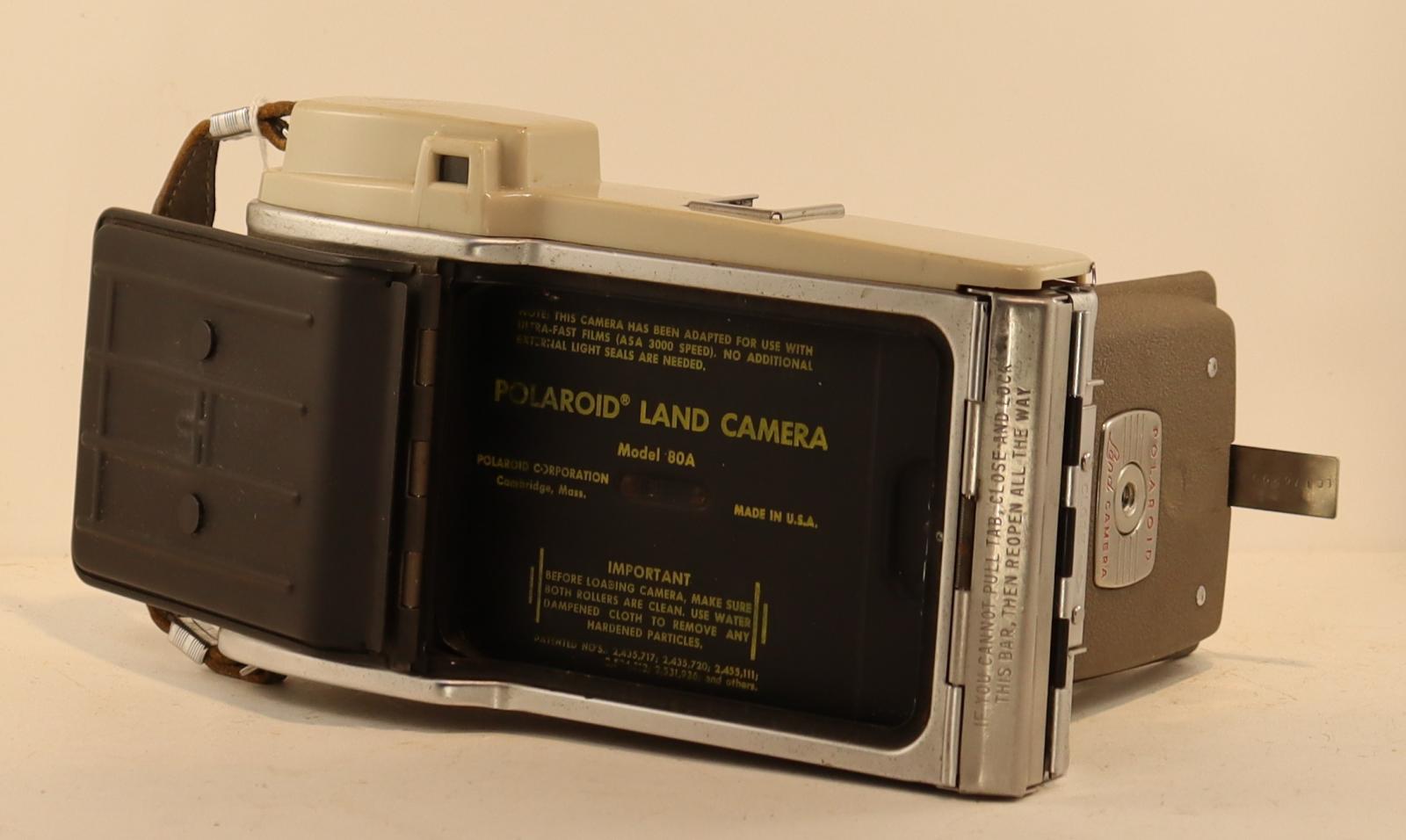 View of open back of Polaroid Land Camera