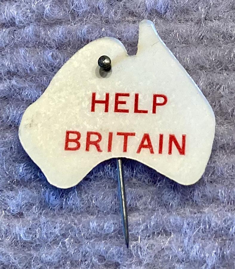 Help Britain celluloid fundraising pin