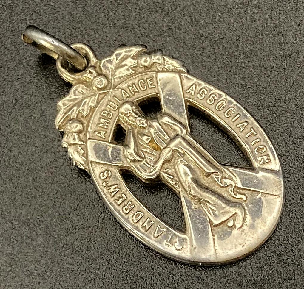 Angled view of St. Andrew's Ambulance Association medal pendant