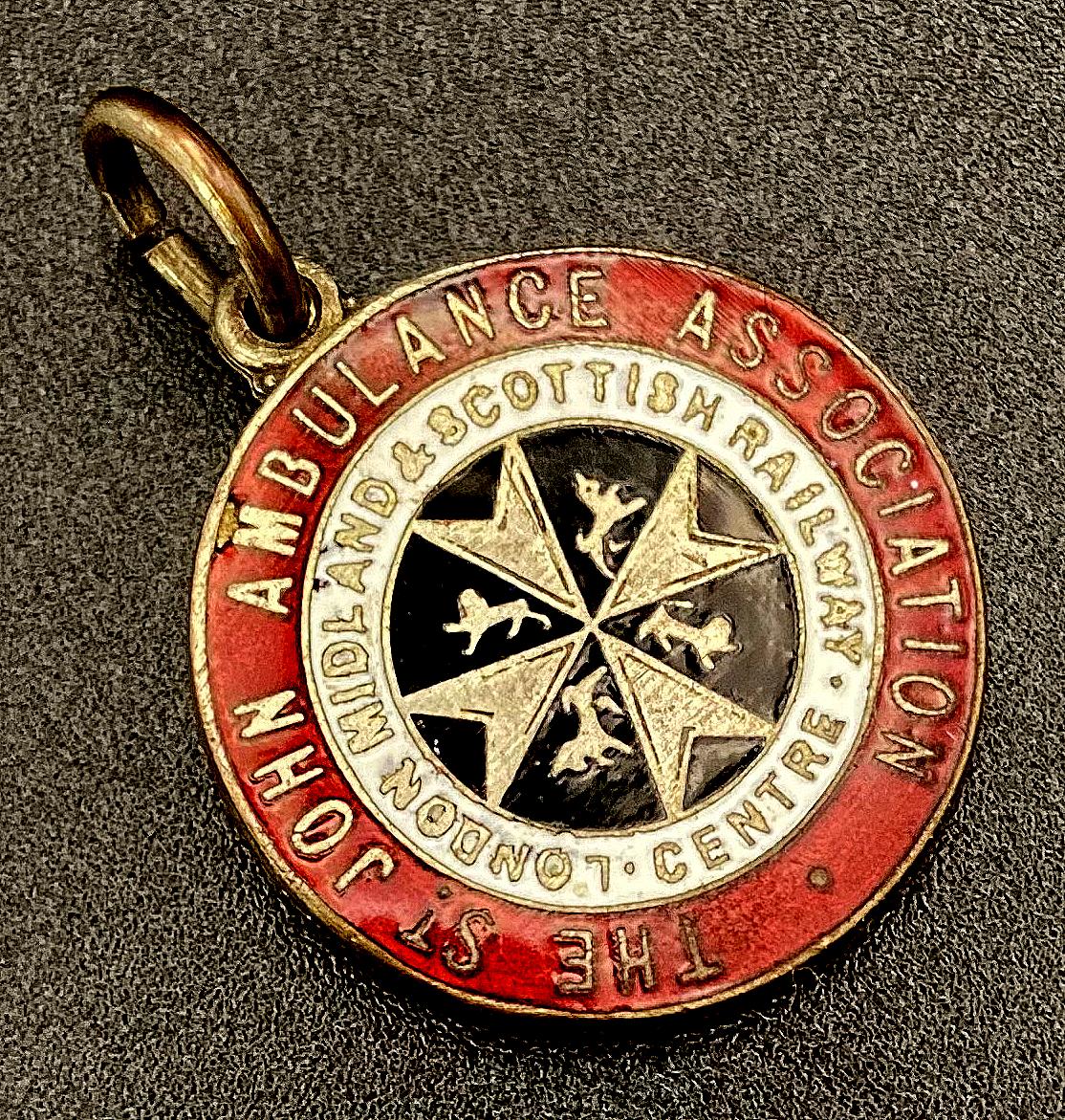 Angled view of The St. John Ambulance Association London Midland & Scottish Railway Centre badge