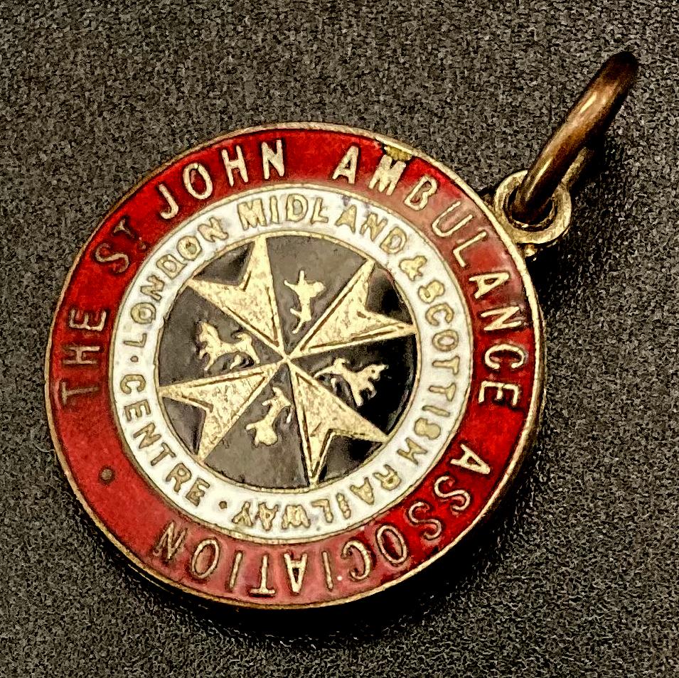 Other angled view of The St. John Ambulance Association London Midland & Scottish Railway Centre badge
