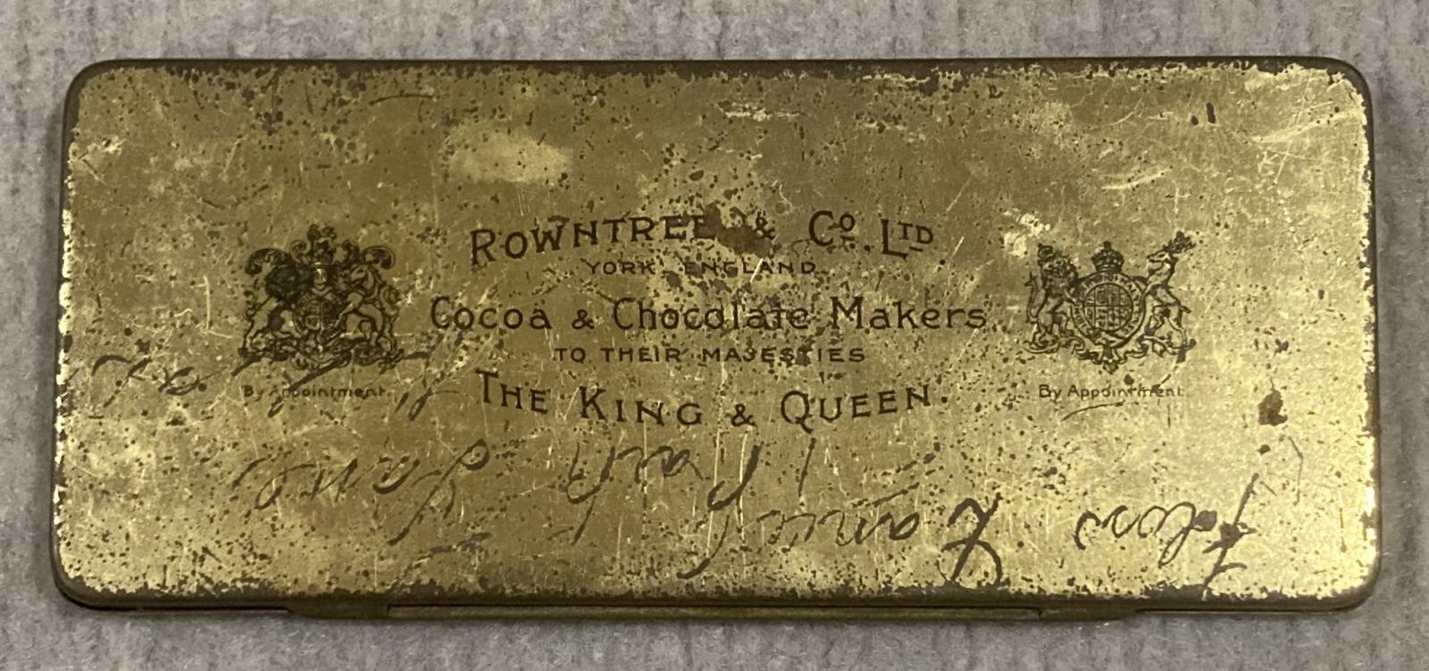 Underside of souvenir chocolate tin - Coronation of King George V and Queen Mary (1911)