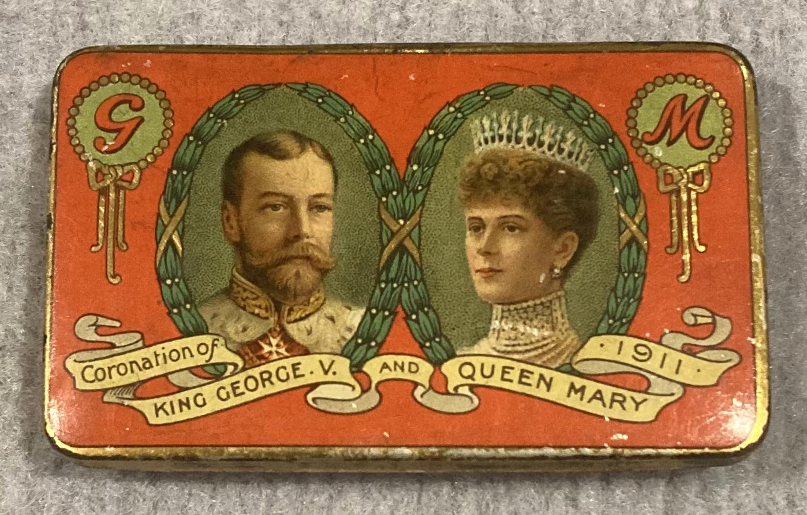 Souvenir chocolate tin - Coronation of King George V and Queen Mary (1911)