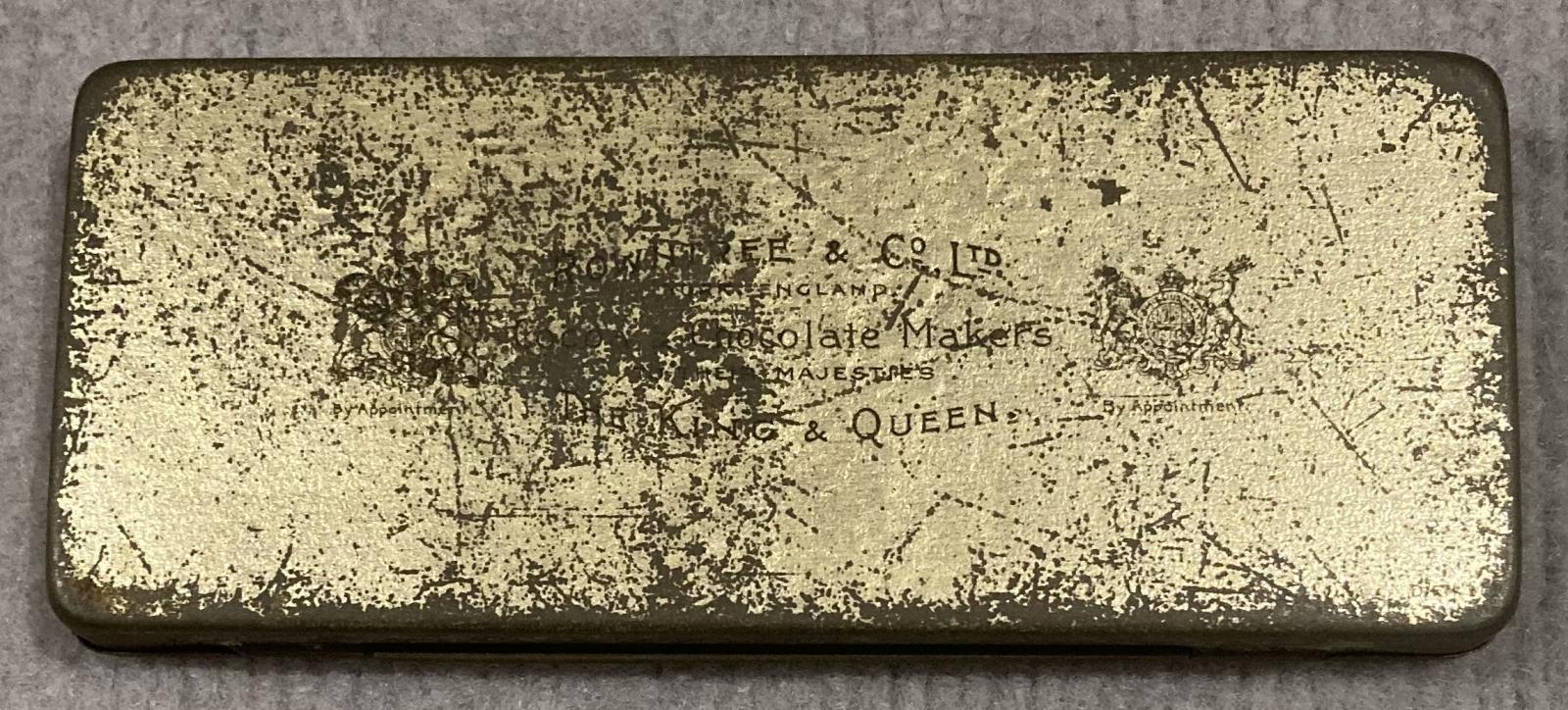 Underside of commemorative chocolate tin - Silver Jubilee of King George V and Queen Mary (1910–1935)
