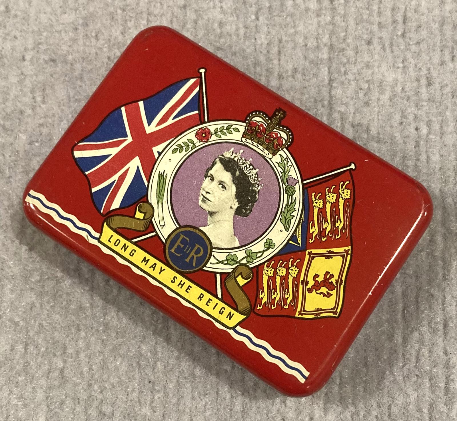Other angled view of souvenir tin - Coronation of Queen Elizabeth II (1953)