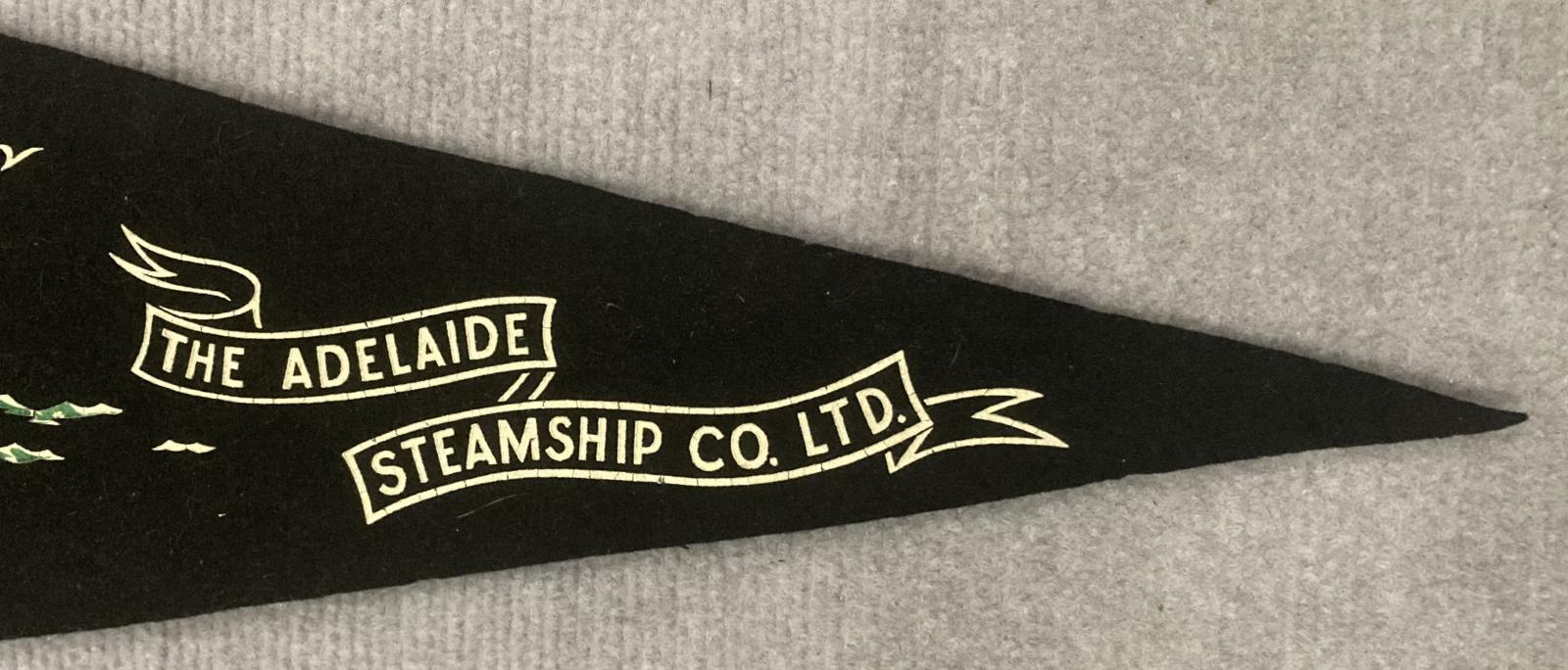 Close up of right end of souvenir felt pennant  - TSMV Manunda