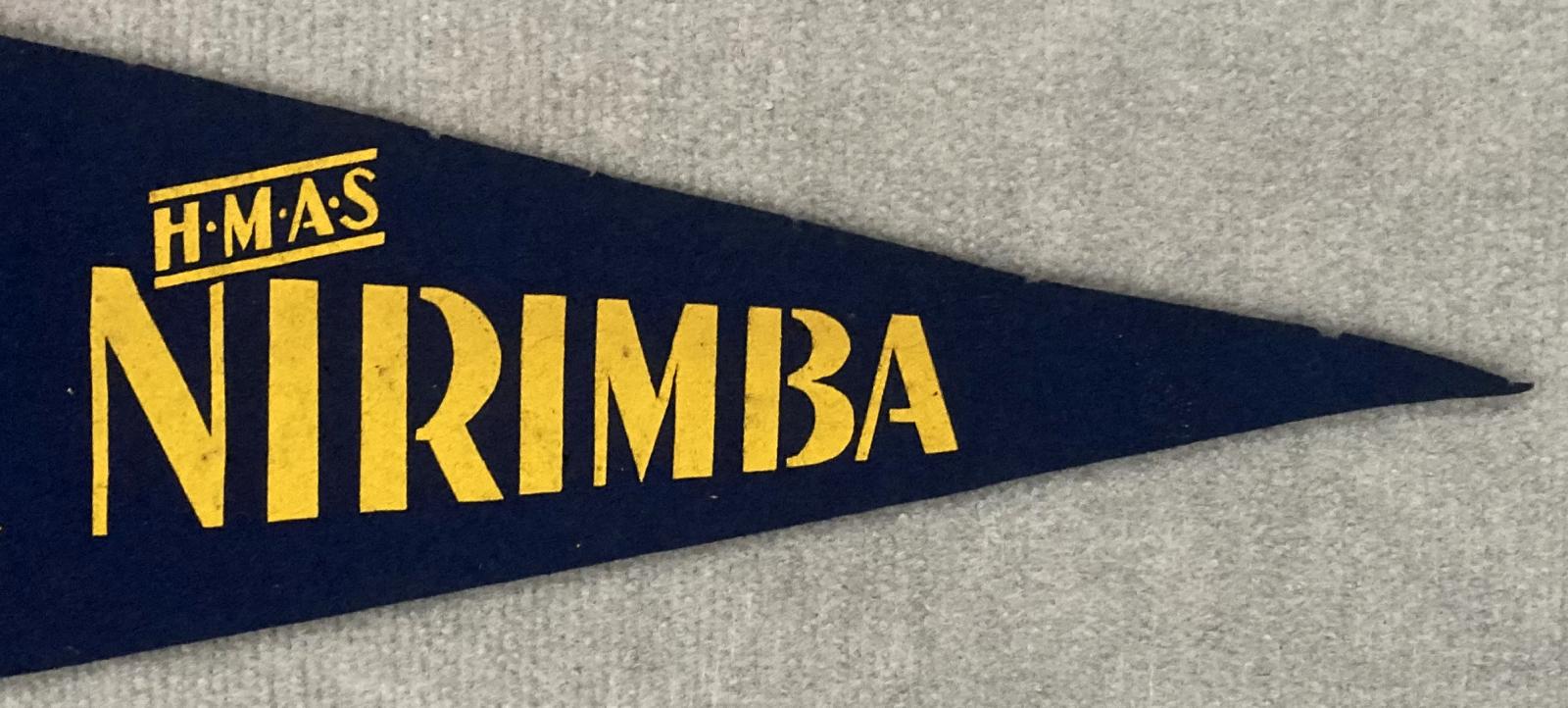 Close up of right end of souvenir felt naval pennant  - HMAS Nirimba